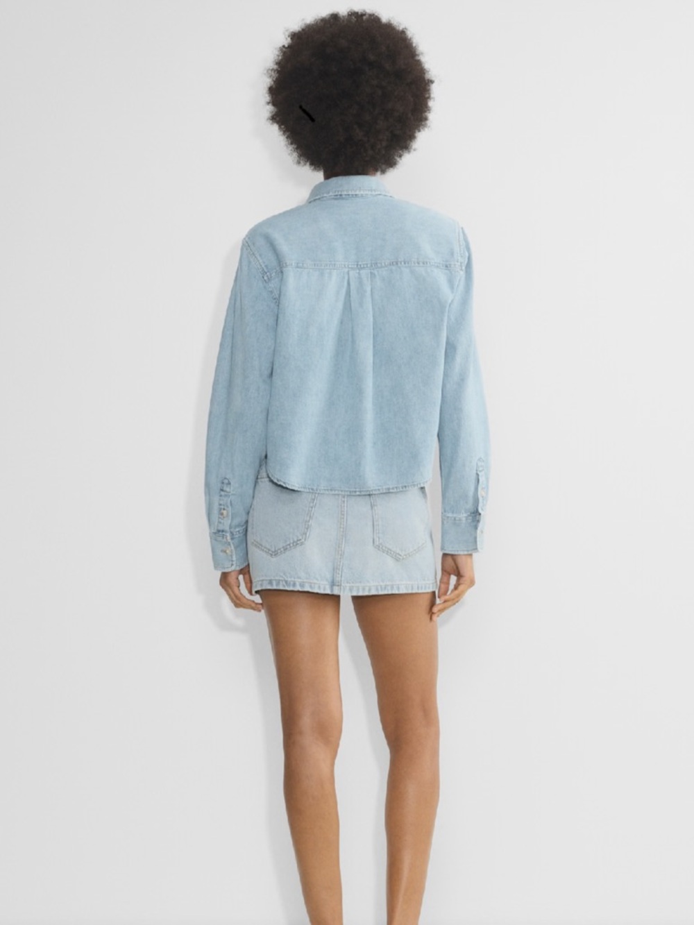 Denim Forum The 80s Comfy Waist Denim Shirt, M, Here Comes The Sn Bl - Picture 5 of 8